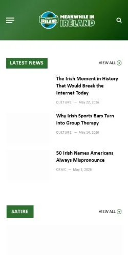 Podgląd witryny Meanwhile In Ireland, medium z kraju Wielka Brytania do artykułów sponsorowanych