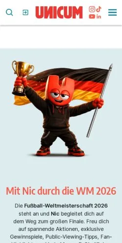 Preview of the UNICUM website, a media outlet in Germany for sponsored articles