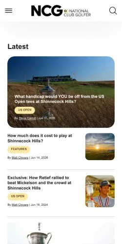 Pré-visualização do site National Club Golfer, meio de Reino Unido para artigos patrocinados