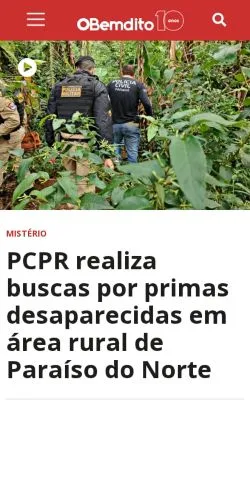 Vista previa del sitio OBemdito, medio de Brasil para artículos patrocinados