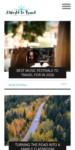 Podgląd witryny A World To Travel, medium z kraju Stany Zjednoczone do artykułów sponsorowanych