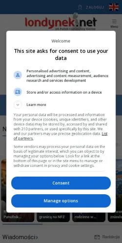 Anteprima del sito Londynek, media di Polonia per articoli sponsorizzati