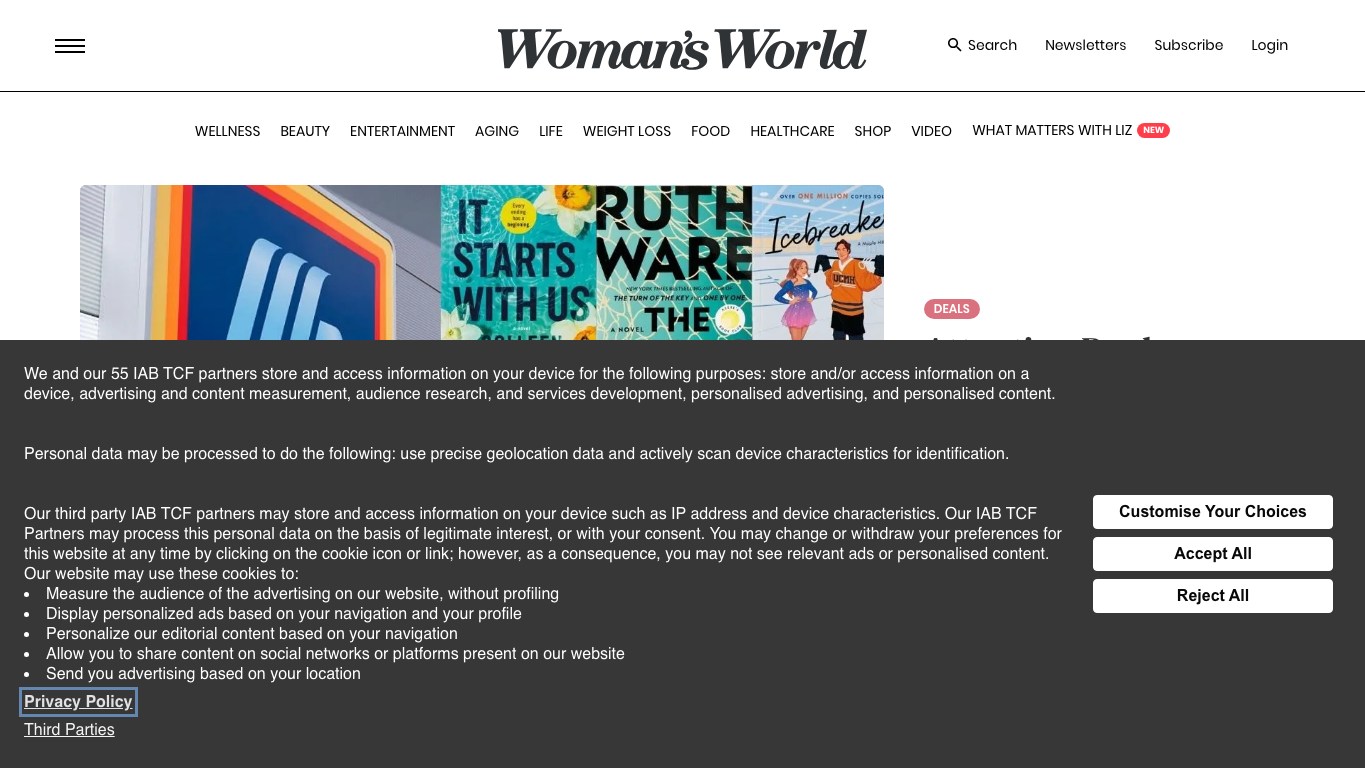 Aperçu du site Woman's World, média de États-Unis pour articles sponsorisés