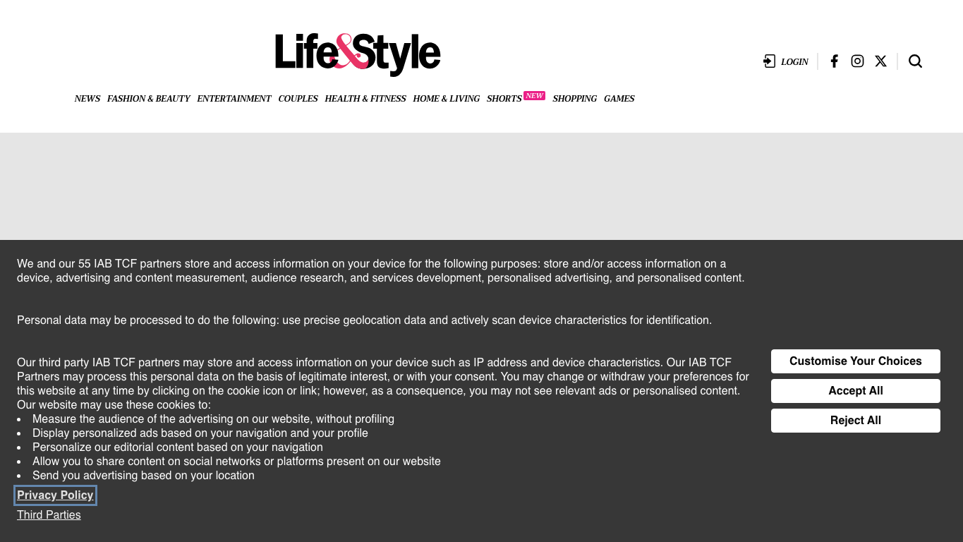 Anteprima del sito Life & Style, media di Stati Uniti per articoli sponsorizzati