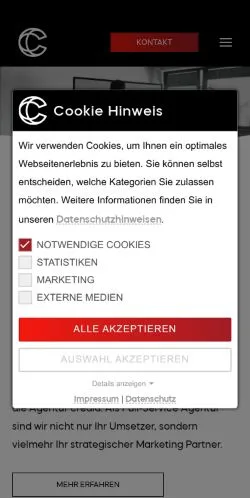 Förhandsvisning av webbplatsen Credia, medium i Tyskland för sponsrade artiklar