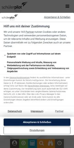 Podgląd witryny Schülerpilot, medium z kraju Niemcy do artykułów sponsorowanych
