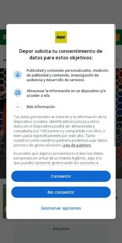 Forhåndsvisning av nettstedet DEPOR, medium fra Peru for sponsede artikler