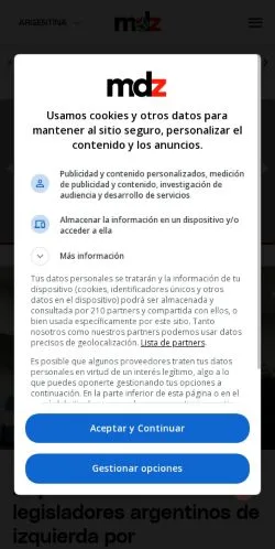 Preview of the MDZ Online website, a media outlet in Argentina for sponsored articles