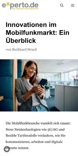 Forhåndsvisning av nettstedet Experto, medium fra Tyskland for sponsede artikler