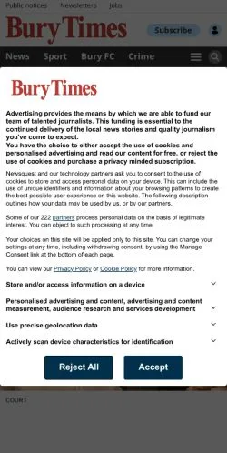 Anteprima del sito The Bury Times, media di Regno Unito per articoli sponsorizzati