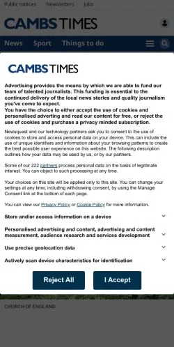 Anteprima del sito Cambs Times, media di Regno Unito per articoli sponsorizzati