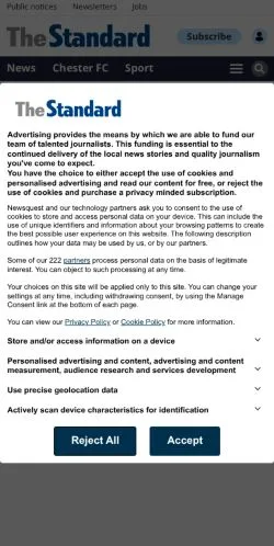 Anteprima del sito Chester Standard, media di Regno Unito per articoli sponsorizzati