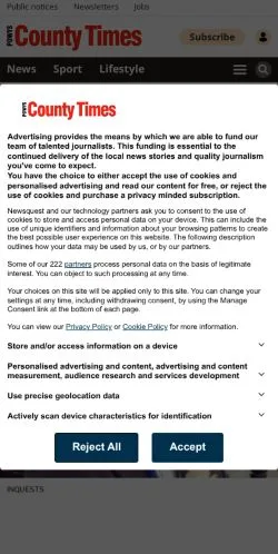 Anteprima del sito Powys County Times, media di Regno Unito per articoli sponsorizzati