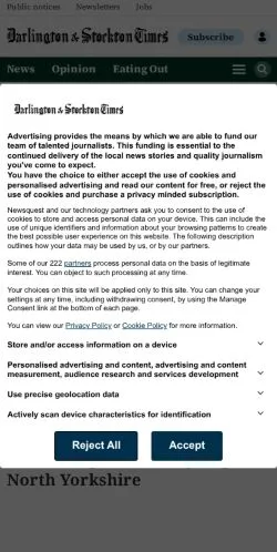 Anteprima del sito Darlington & Stockton Times, media di Regno Unito per articoli sponsorizzati