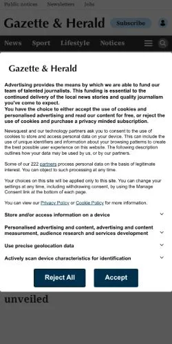 스폰서 기사용 영국 매체 Gazette and Herald 사이트 미리보기