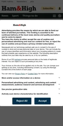 スポンサード記事向けのイギリスメディア、Ham & Highのサイトプレビュー