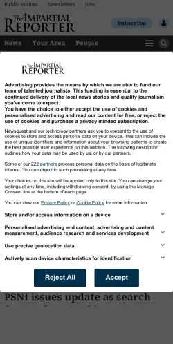 Forhåndsvisning av nettstedet The Impartial Reporter, medium fra USA for sponsede artikler