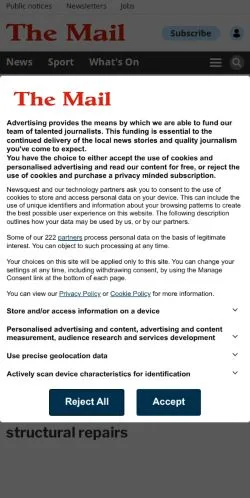 Anteprima del sito The Mail In South Cumbria, media di Regno Unito per articoli sponsorizzati