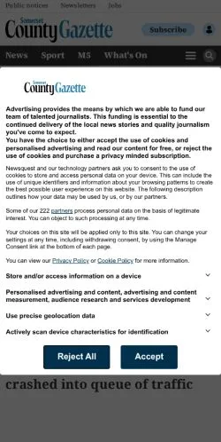 Anteprima del sito Somerset County Gazette, media di Regno Unito per articoli sponsorizzati