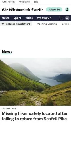 Anteprima del sito Westmorland Gazette, media di Regno Unito per articoli sponsorizzati