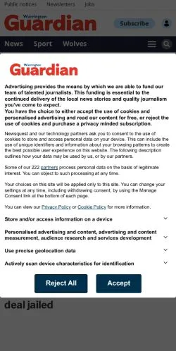 Podgląd witryny Warrington Guardian, medium z kraju Wielka Brytania do artykułów sponsorowanych