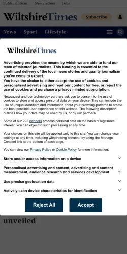 Anteprima del sito Wiltshire Times, media di Regno Unito per articoli sponsorizzati