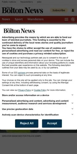 Anteprima del sito The Bolton News, media di Regno Unito per articoli sponsorizzati