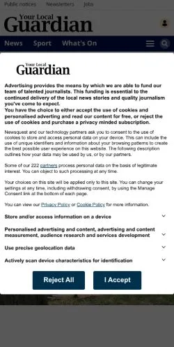 Anteprima del sito Your Local Guardian, media di Regno Unito per articoli sponsorizzati