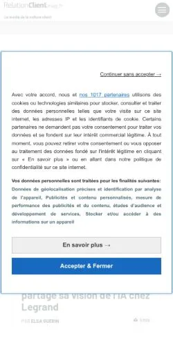 Forhåndsvisning av nettstedet Relation Client Mag, medium fra Frankrike for sponsede artikler