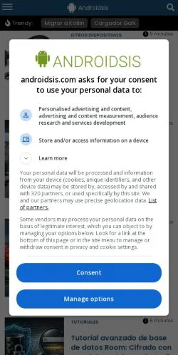 Forhåndsvisning av nettstedet Androidsis, medium fra Spania for sponsede artikler