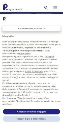 Pré-visualização do site Pazienti, meio de Itália para artigos patrocinados