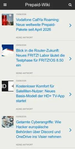 Anteprima del sito Prepaid-Wiki, media di Germania per articoli sponsorizzati