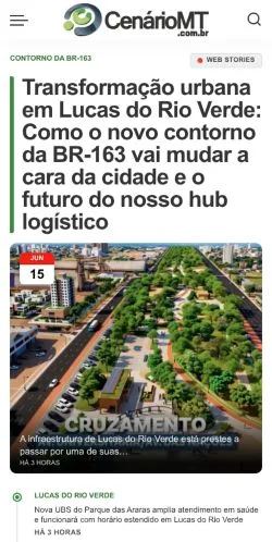 スポンサード記事向けのブラジルメディア、CenárioMTのサイトプレビュー