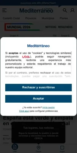 Podgląd witryny El Periódico Mediterráneo, medium z kraju Hiszpania do artykułów sponsorowanych