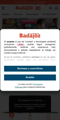 스폰서 기사용 스페인 매체 La Crónica Badajoz 사이트 미리보기