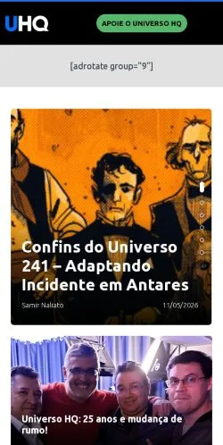 Anteprima del sito Universo HQ, media di Brasile per articoli sponsorizzati