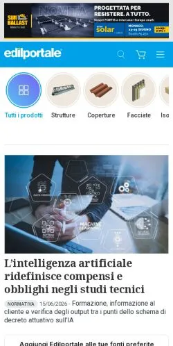 Podgląd witryny Edilportale, medium z kraju Włochy do artykułów sponsorowanych