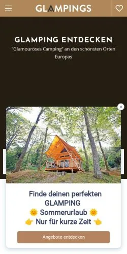 스폰서 기사용 독일 매체 Glampings 사이트 미리보기