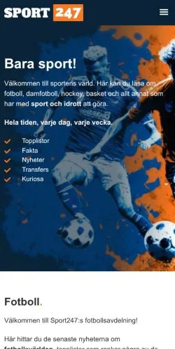 Anteprima del sito Sport247, media di Svezia per articoli sponsorizzati