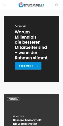 Anteprima del sito Unternehmer, media di Germania per articoli sponsorizzati
