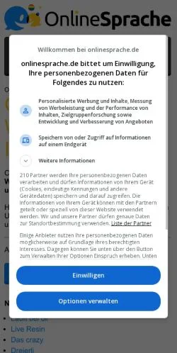 Vista previa del sitio Onlinesprache Wörterbuch, medio de Alemania para artículos patrocinados