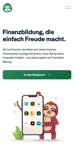 Vista previa del sitio Finantio, medio de Alemania para artículos patrocinados