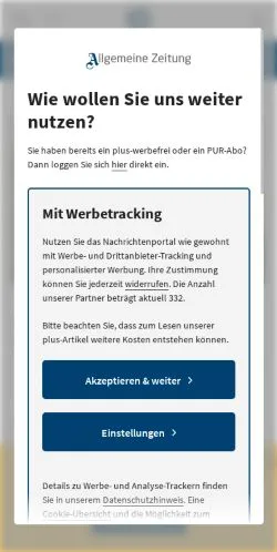 Anteprima del sito Allgemeine Zeitung, media di Germania per articoli sponsorizzati