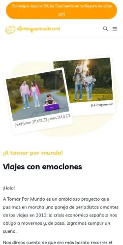 Förhandsvisning av webbplatsen A Tomar Por Mundo, medium i Spanien för sponsrade artiklar