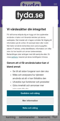 Förhandsvisning av webbplatsen Tyda, medium i Sverige för sponsrade artiklar