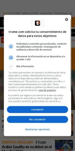 Forhåndsvisning av nettstedet Trome, medium fra Peru for sponsede artikler