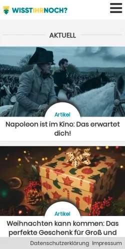 Podgląd witryny Wisst Ihr Noch, medium z kraju Niemcy do artykułów sponsorowanych