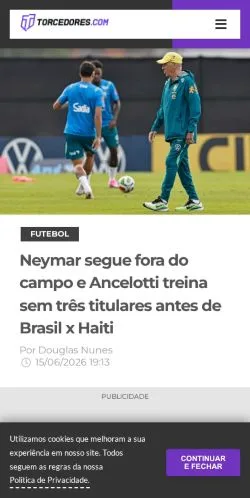 Aperçu du site Torcedores, média de Brésil pour articles sponsorisés