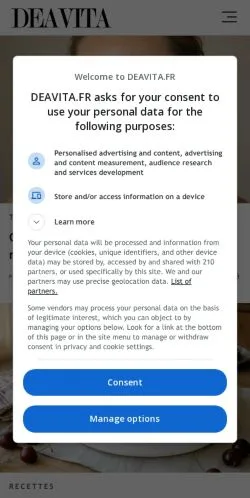 Anteprima del sito DEAVITA, media di Francia per articoli sponsorizzati