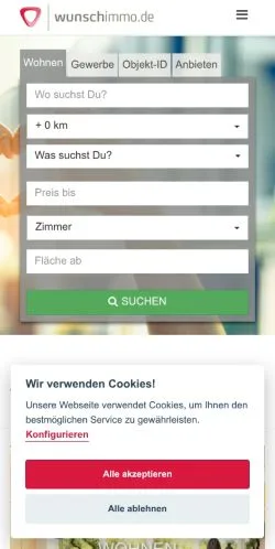 スポンサード記事向けのドイツメディア、Wunschimmoのサイトプレビュー
